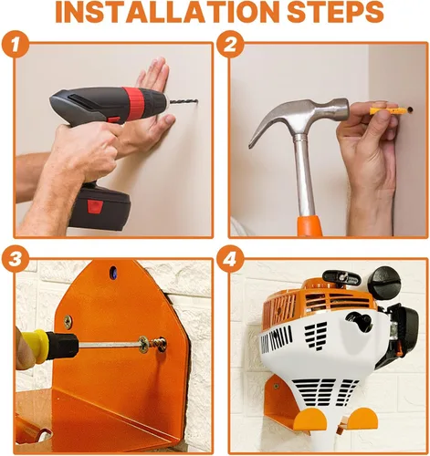Miniatura 6 de Flexi Rods Organizador de garaje para colgar en la pared, estante de herramientas de jardín para recortadora de césped, cortasetos, herramientas