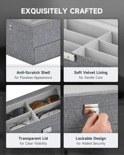 Miniatura 12 de Caja para anteojos de Co-z, organizador de anteojos, caja de almacenamiento con visualización