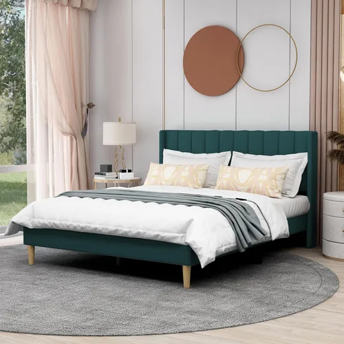 Miniatura 19 de AGARTT Marco de Cama Plataforma Tapizada Tamaño Queen con Cabecero y Pie de Cama/Soporte de Listones de Madera/No Necesita Somier/Fácil Montaje