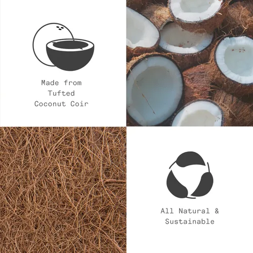 Miniatura 5 de Fab Habitat Felpudo extra grueso, tejido a mano, duradero, fibra de coco natural, entrada, puerta delantera, porche, patio, pájaros en rama, gris