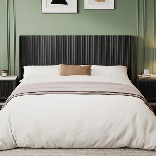 Miniatura 3 de Huatean Home Cabecera de madera Queen de 64.6 pulgadas de ancho, cabecero bohemio con respaldo simple, cabecera de madera tamaño Queen, cabeceros