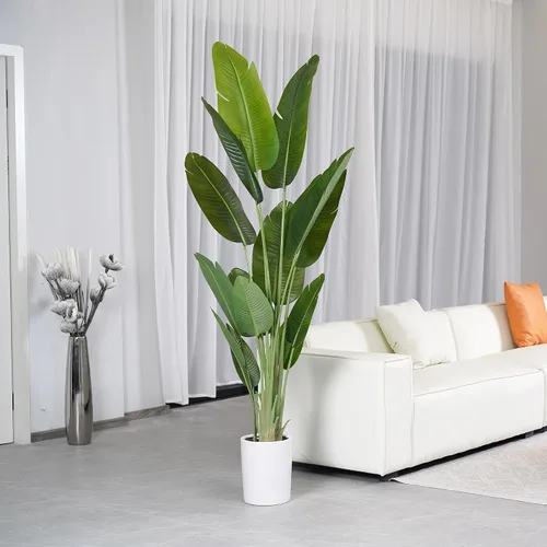 Miniatura 7 de Árbol Artificial de 6.6 Pies de Seda Ave del Paraíso Grande Plantas Falsas Grandes en Maceta Plantas de Piso de Seda Sintética Altas para Decoración