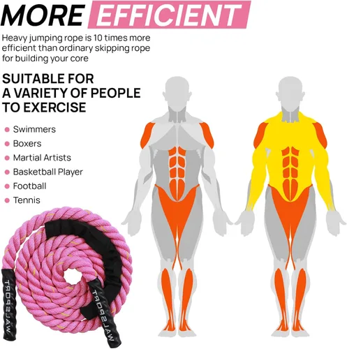 Miniatura 6 de Cuerda de saltar con peso para fitness – Cuerda de saltar pesada para mujeres y adultos, ideal para entrenamientos de gimnasio en casa