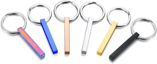 Miniatura 3 de BBX JEWELRY Llavero personalizado personalizado con nombres de mensajes, llavero de barra cuboide vertical de acero inoxidable unisex