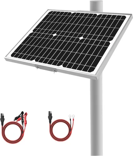 Cargador y Mantenedor de Batería Solar Impermeable de 12V - Panel Solar Mono de 20 Vatios con Controlador de Carga MPPT Inteligente Integrado +