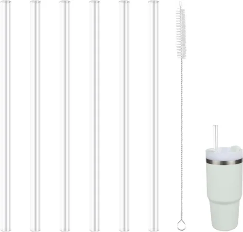 Pajitas de repuesto compatibles con vaso Stanley Quencher H2.0 de 14 onzas con asa, con 1 cepillo (paquete de 6 unidades para 14 onzas)