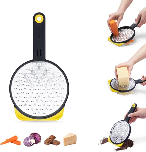 Miniatura 3 de Dreamfarm Ograte - Rallador mediano de dos caras para alimentos y verduras con gancho antideslizante para cuenco y pie, rallador mediano de 0.118