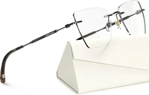 Miniatura 12 de ANYLUV Rimless Blue Light Glasses for Women/Men, Fashion Lightweight Blue Light Blocking Glasses with Stylish Metal Temples