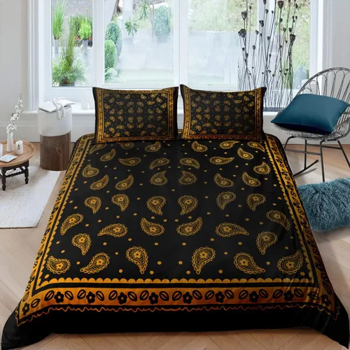 Miniatura 7 de Juego de funda de edredón de bandana morada, tamaño individual, juego de ropa de cama de 2 piezas de cachemira para decoración de dormitorio, funda