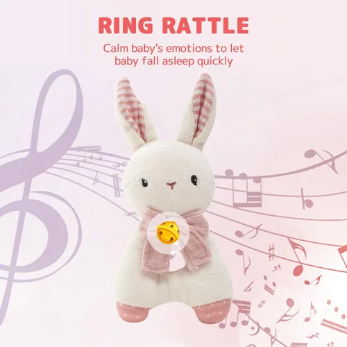Miniatura 6 de Juguetes de peluche de algodón orgánico para bebé, tela de peluche y anillo de agarre de mano, sonajeros, juego de juguetes de peluche para recién