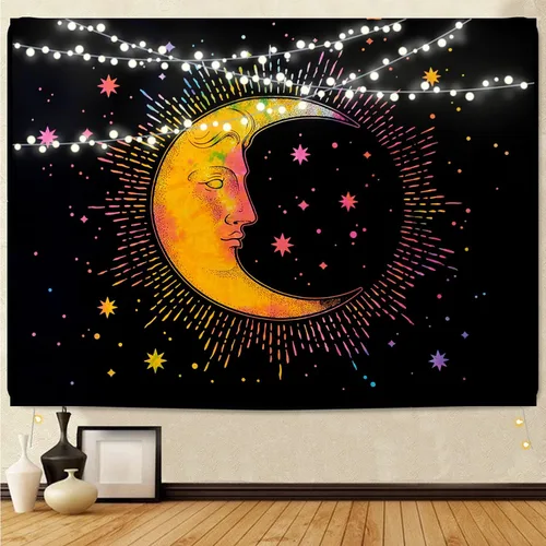Miniatura 4 de INDIAN CRAFT CASTLE Tapiz psicodélico de luna para dormitorio, tapices estéticos, tapiz psicodélico, tapiz para colgar en la pared para decoración