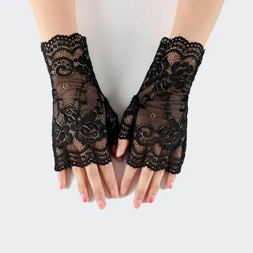 Miniatura 3 de Papoopy Guantes de encaje blanco para mujer, para bodas, fiestas de té, cosplay, disfraces