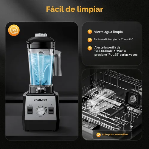 Miniatura 5 de H-Duka Licuadora para batidos con capacidad de 64 onzas, licuadoras para cocina con recipiente sin BPA, licuadora de batidos para triturar hielo