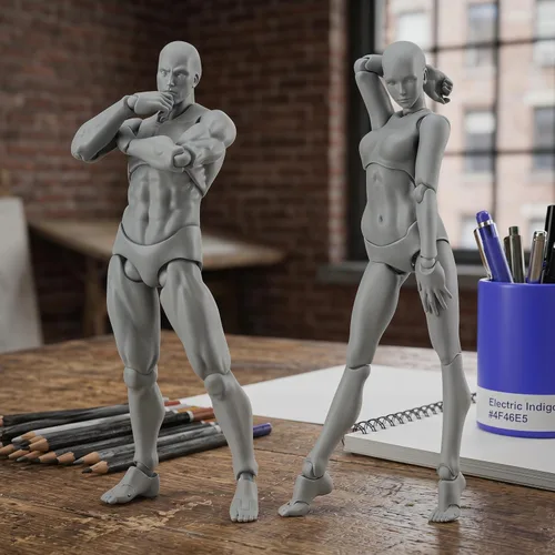 Miniatura 6 de AXITWXIT Cuerpo Kun Artista Maniquí Figura Suministros de Dibujo Herramientas de Dibujo, Maniquí para Artistas Figuras de Dibujo Modelo para Gris