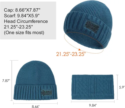 Miniatura 5 de Conjunto de gorro y bufanda para hombre, gorro de esquí cálido para invierno, gorro de esquí, gorro de calavera, calentador de cuello, polaina