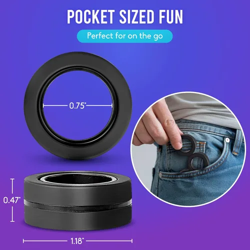 Miniatura 5 de BunMo Anillos magnéticos negros – Imanes mejorados de grado N45, sin BPA, compacto y silencioso juguete para ansiedad para adultos y adolescentes