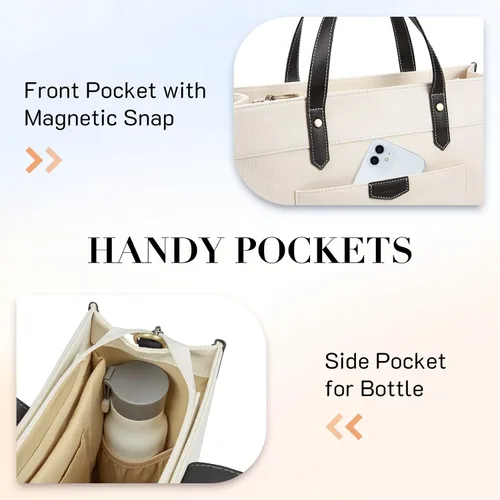 Miniatura 4 de Missnine Bolsa de lona para laptop de 15.6 pulgadas, bolsa de hombro de trabajo, maletín casual para viajes, oficina, universidad
