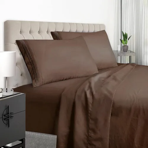 Miniatura 11 de EaseHome Juego de sábanas beige tamaño completo con bolsillo profundo para colchón de 18 pulgadas, 4 piezas, colección de sábanas y fundas
