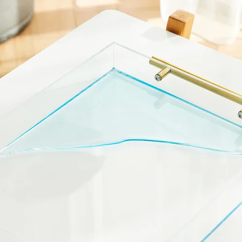 Miniatura 9 de Bandeja de acrílico transparente para servir Lucite con asas de metal, sin necesidad de montar, 11 x 14 pulgadas, organizador de almacenamiento