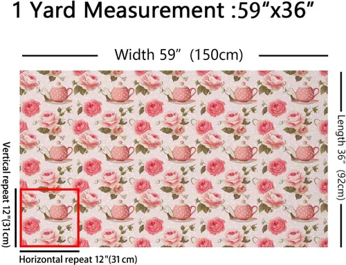 Miniatura 2 de Feelyou The Yard, tela floral vintage de The Yard, Teteras románticas con temática de flores, tela de tapicería para sillas y proyectos de bricolaje