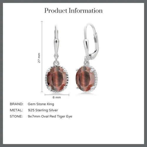 Miniatura 107 de Gem Stone King Aretes colgantes de gota para mujer, plata de ley 925, piedra natal ovalada de 0.354 x 0.276 in, joyería fina, regalos para ella