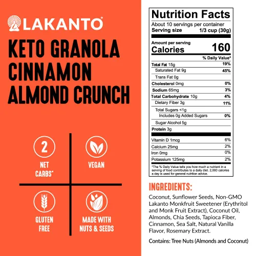 Miniatura 3 de Lakanto Berry Crunch Granola - Delicioso Snack, Cereal para Desayuno Rápido, Apto para Keto, Edulcorante de Fruta del Monje, Sin Azúcar Añadida