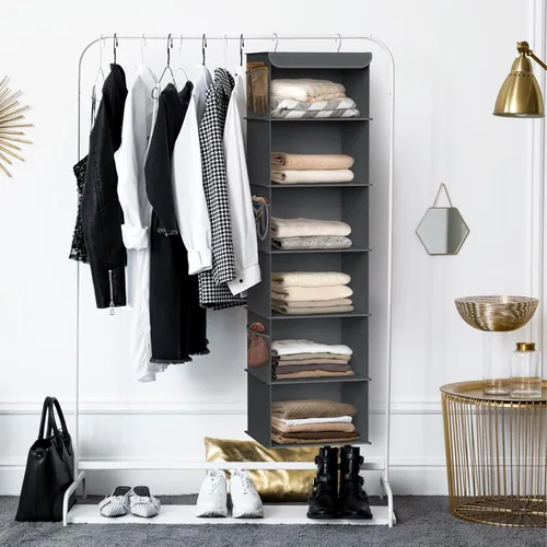 Miniatura 5 de Simple Houseware Organizador de armario colgante de 6 estantes, gris oscuro