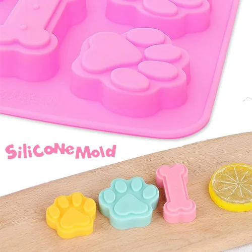 Miniatura 4 de 2 moldes de silicona para cachorros, molde para patas y huesos de perro, molde para cubitos de hielo, gelatina, galletas, chocolate, molde