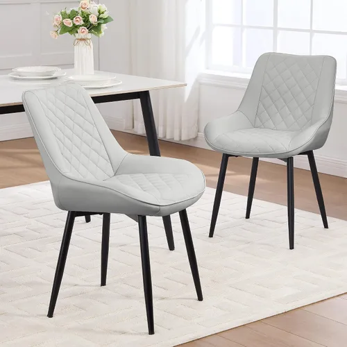 Miniatura 8 de Silla de Comedor, Sillas de Comedor Modernas con Cojines Gruesos, Sillas de Comedor de Cocina y Salón Tapizadas en Cuero Sintético con Patas Negro