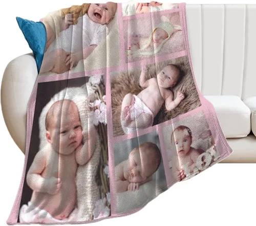 Miniatura 2 de Manta personalizada con collage de fotos, mantas de sofá suaves personalizadas, regalos para el Día de la Madre, familia, amigos, seres queridos