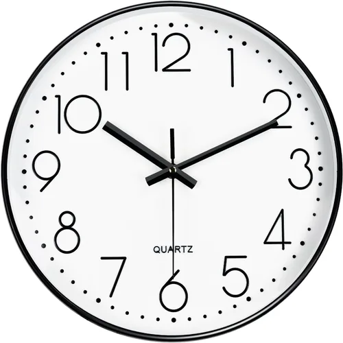 Miniatura 12 de Relojes de pared silenciosos que funcionan con pilas, 8 pulgadas, reloj de pared analógico con número de gran tamaño, esfera de reloj de vidrio