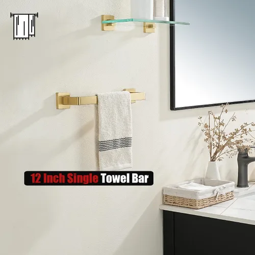 Miniatura 7 de JQK Barra de Toalla Dorada, Porta Toallas de 14.41 Pulgadas con Bordes Redondeados, Montaje en Pared de Acero Inoxidable 304 para Baño, Longitud