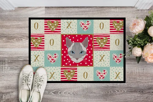 Miniatura 2 de Caroline's Treasures CK5139JMAT - Tapete Ojos Azules Cat Love de 24 x 36 pulgadas, tapete rojo para puerta delantera, para interiores y exteriores