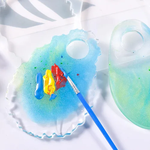 Miniatura 5 de Paleta de pintura para artistas, molde de silicona, posavasos de ágata, resina epoxi para hacer rebanadas de ágata, paleta de maquillaje, arte