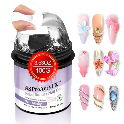 Miniatura 8 de SAVILAND Kit de Gel de Uñas Constructor Sólido No Pegajoso: Kit de Inicio de Arte de Uñas 3D Escultura de Uñas Gel Sólido Duro de Larga Duración