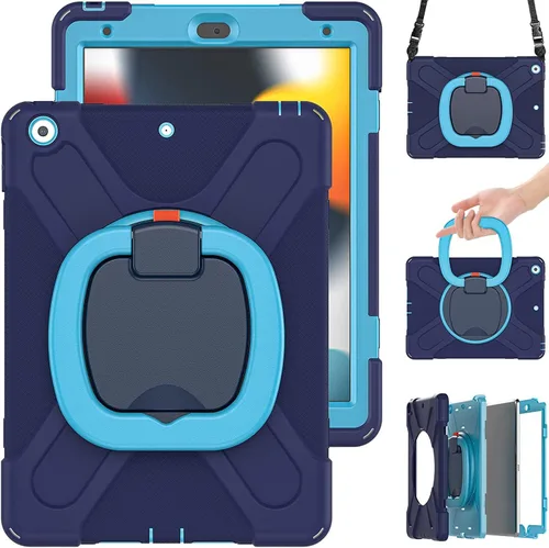 Miniatura 37 de Funda para iPad Air de 3ª generación – Funda resistente para niños con soporte giratorio, soporte para lápices y correa de transporte para iPad