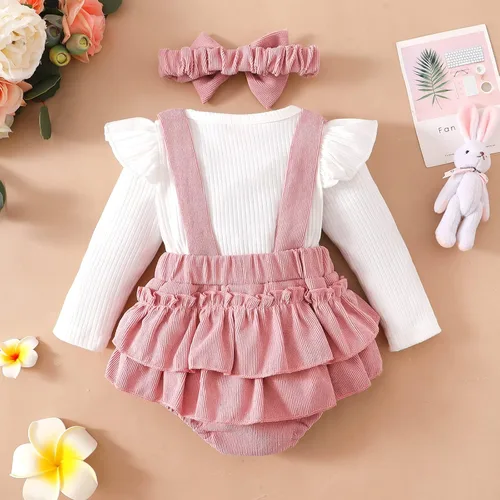 Miniatura 39 de Mameluco de encaje para bebé niña con volantes, manga larga, para recién nacido, otoño, invierno