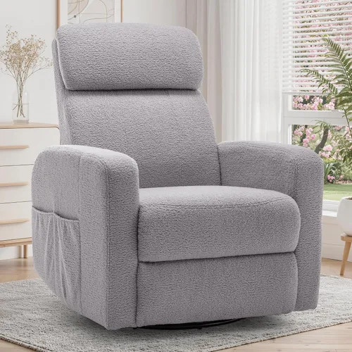 Miniatura 10 de Korser Sillas reclinables eléctricas giratorias para adultos, mecedora eléctrica para guardería, silla reclinable con bolsillo lateral clasificado