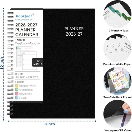 Miniatura 6 de Agenda 2026 – Agenda con calendario 2026, 8 x 10 pulgadas, enero 2026 – diciembre 2026, 2026, planificador semanal y mensual, fuerte encuadernación
