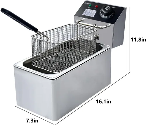 Miniatura 6 de Freidora eléctrica con cesta para uso doméstico, freidora de encimera de 1700 W, potente rendimiento, 4.2 cuartos de galón, freidora de aceite
