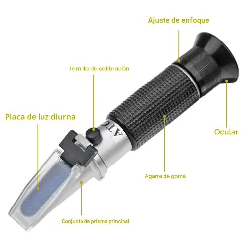 Miniatura 2 de aichose Refractómetro Brix con ATC, doble escala - Gravedad específica y Brix, hidrómetro para elaboración de vino y elaboración de cerveza, kit