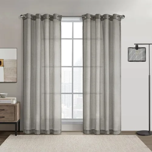 Miniatura 8 de Loft Living Blakely - Cortina transparente con textura de lino sintético, 52 x 84 pulgadas, color gris