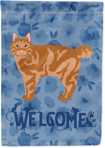 Miniatura 314 de Caroline's Treasures CK4813CHF - Bandera de bienvenida con gato abisinio azul, manga grande, para porche, para colgar en la pared, poliéster