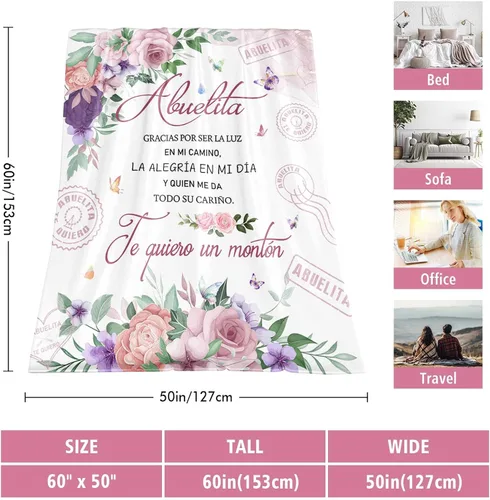 Miniatura 3 de Regalos de Abuela en español, manta de abbuelita de 60 x 50 pulgadas, regalos para abuelo en español, regalos para abuela en español, regalo