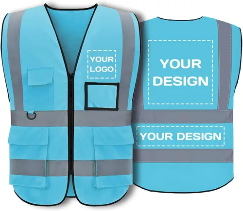 Miniatura 27 de Chaleco de seguridad personalizado BeautyWill con logotipo personalizado Clase 2, chaleco reflectante de alta visibilidad con bolsillos, ropa