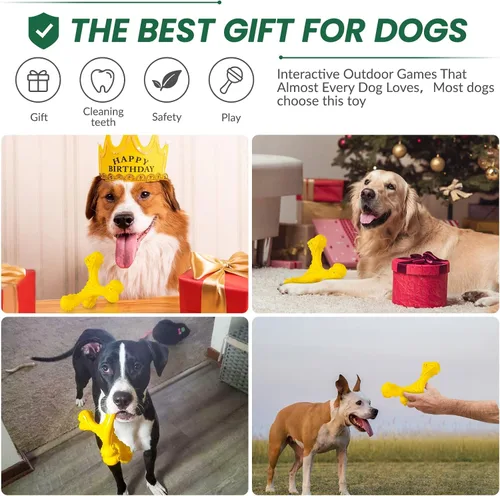 Miniatura 6 de Juguetes masticables para perros de razas grandes que mastican de manera agresiva, juguete de huesos indestructible, juguetes de goma natural