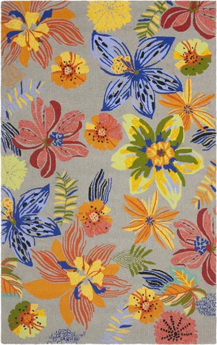 Miniatura 7 de SAFAVIEH Four Seasons Collection FRS468C - Alfombra floral con gancho a mano, 5 x 7 pies, gris/naranja