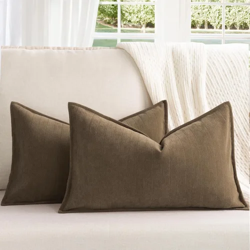 Miniatura 55 de ZWJD Fundas de Almohada para Lanzar de Color Rust 18x18 Juego de 2 Fundas de Almohada de Chenilla con Diseño Elegante Fundas de Almohada Decorativas