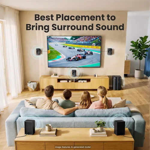 Miniatura 3 de Bobtot Sistema de sonido envolvente de cine en casa para TV, subwoofer de 6.5 pulgadas, 800 W, graves profundos de pico 5.1, altavoces satelitales
