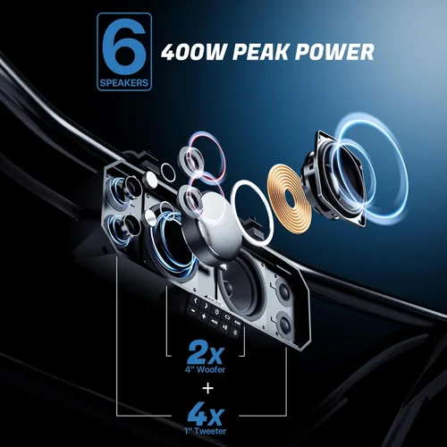 Miniatura 2 de GoHawk Barra de sonido UTV Barra de sonido ATV impermeable de 6 altavoces Luces Bluetooth y multicolor Altavoces SxS de 17 pulgadas Barra